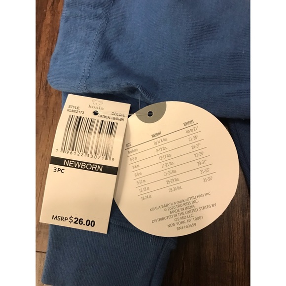 KOALA BABY 3 PACK NEWBORN PANTS - Picture 2 of 2